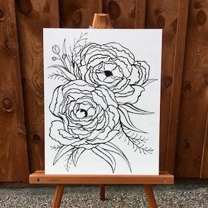 Peony Bouquet Original Acrylic Painting on Gallery Wrapped Canvas