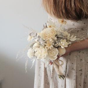 Customizable Preserved/Dried/Sola Flower Wedding Bouquet and Boutonniere