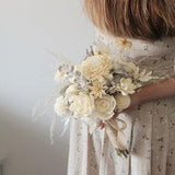 Customizable Preserved/Dried/Sola Flower Wedding Bouquet and Boutonniere