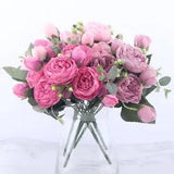 Peony Bouquet Fake Flower Artificial Silk Floral Bridal Party Home Wedding Rose