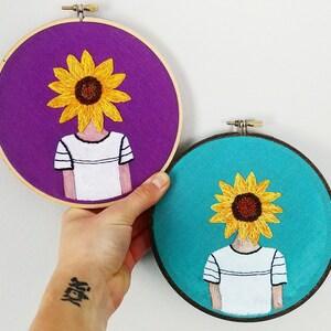 Purple Sunflower Girl Embroidery