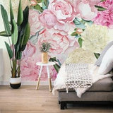 Peonies removable vinyl mural / Peel and stick bouquet wallpaper / Peonies photo mural