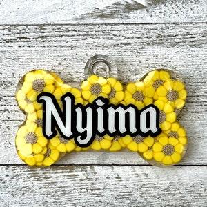 Sunflower pet tag / Resin dog tag / Resin cat tag / Personalized tag / Tag for small pets / Quality tag / Pet ID tag / Custom pet tag / Gift
