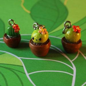 Realistic, miniature cactus on a charm, cellphone strap or necklace