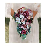 Dusty Rose & Burgundy Sola Wood Bridal Cascade Bouquet, Mauve Wedding Bouquet, Pink Burgundy Flower Bouquet, Burgundy Mauve Wedding Flowers