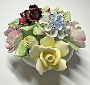 Vintage Royal Doulton 8 Flowers Figurine Roses And Carnations Bone China Basket