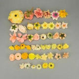 48Pcs Yellow Rayon Flower Head Combo Bulk  DIY Wedding Theme Decor Material Pack