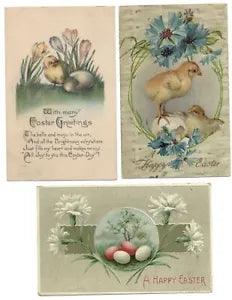 LOT OF 2 ~ Easter flowers carnations cornflowers tulips ~ postcards sku141