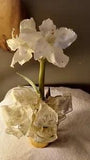 Faux Lily Plant in a painted gold plant pot. Handmade craft class.