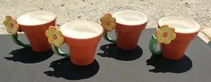 8X (Lot)Vtg 1990's Carnation Coffee Mate Flower Pot Shaped Coffee Cup Mug