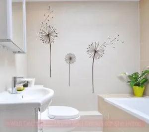 Dandelions Flower Vinyl Stickers Wall Art Decals Bath Home Decor Floral Set/3