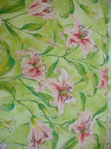 Waverly Fabric Seaside Lily floral cotton 2Y Green Pink Yellow 54??? Wide