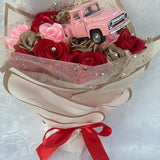 Pink Truck Bouquet, Car Lover Gift, Eternal Rose Bouquet, Handmade Fake Flower Bouquet, Ever Lasting Flower, Ramo Buchon, Birthday Bouquet