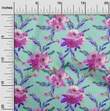 oneOone Cotton Poplin Fabric Watercolor Leaves & Peony Floral Print-Pqy