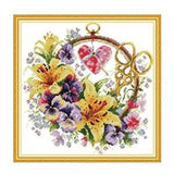Floral Basket Cross Stitches Canvases Embroidery Kit Accessory Thread Canvas Diy