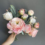 Pink Dried Look Peony, Pink Blush Dried Look Rose, Artificial Flowers, Wedding/Home Decoration, Home Gifts, Handmade Home Decor