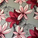 Pink orchid barkcloth, 2.5 yards of 1940s tropical fabric upholstery, home decor