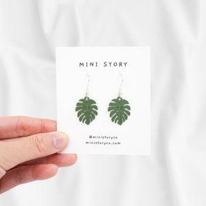 Green Leaf Dangle Earrings | Monstera Leaf Earrings | Aesthetic Statement Earrings | Dainty Leaf Dangle Earrings | Spring Jewelry
