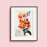Orange Orchid Watercolor Flower Painting Poster Living Room Wall Art Bedroom Decor Printable Wall Art Gift Flower Lover