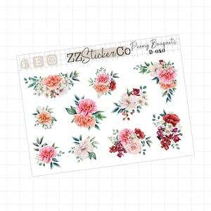 Peony Bouquet Stickers / D-080