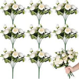 8 Packs Artificial Flowers Faux Flowers Silk Hydrangea Bouquet Peony White