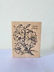 PSX Rubber Stamp BOTANICAL LILIES "Liliaceae" Flowers K-1276 Design 3.5x4.5" NEW