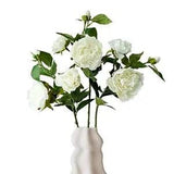2Pcs White Peonies Artificial Flowers,28" Cream Real Touch 2pcs Peony White