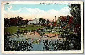 Illinois, Chicago - Conservatory And Lily Pond 1920 - Vintage Postcard - Posted
