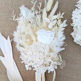White Dried Flower Bouquet Wedding Bride Ivory Florals Roses Bridesmaids FlowerGirl Rustic Preserved Hydrangea
