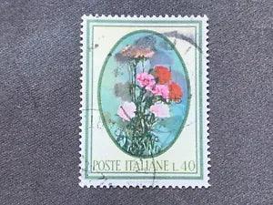 ITALY 1966 TREES & FLOWERS 40 LIRE CARNATIONS - USED 40L POSTE ITALIANE