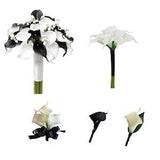 Build your wedding package-Black and white real touch calla lily bouquet corsage boutonniere
