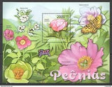 BC679 2011 GUINEA-BISSAU FLORA NATURE FLOWERS BUTTERFLIES PEONIAS PEONIES BL MNH