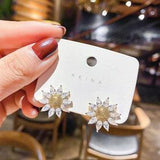 Little Sunflower Flower Stud Earrings with Zircon, Flower Earrings,floral jewelry