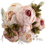Fake Flowers Vintage Artificial Peony Silk Flowers Wedding Home Light Pink
