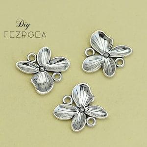 20PCS--20x19mm, Antique silver Orchid Flower Connectors,Flower pendants.