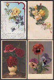 Postcard X81 Greeting Flowers Roses Peony Sweden old 4 pcs