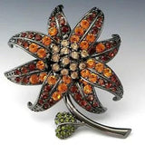 NEW Joan Rivers TOPAZ LILY FLOWER BROOCH Pin LG 3.5" Amber Crystal Rhinestones!