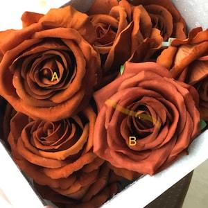 10-100pcs Rust Orange Roses Model B Burnt Orange Rose Head for DIY Wedding Bouquets Centerpieces Bridal Shower Party