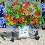Fused Glass Red Rose Flowers Bouquet