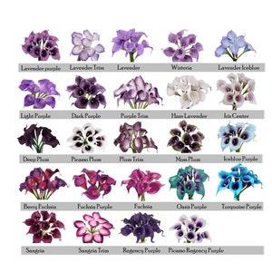 PACK OF 10,20,50,100-Real Touch calla lily purple theme Perfect small bloom for making boutonniere corsage bouquet centerpieces wreath