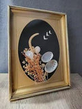 Vintage MCM Framed Shell & Dried Flower Arrangement