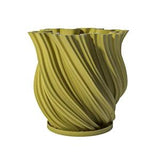 Planter Pot With Drainage, Pear Green Fractal Design for Small and Large Plants [Water Plate Included] Outdoor and Indoor use Plant Pot