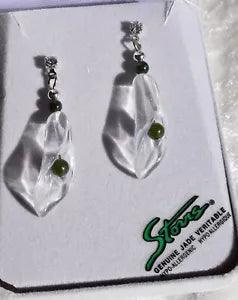 Genuine Jade Calla Lily Earrings Hypo Allergenic Post Drop Dangle