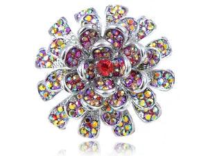 Fire Ruby Red Crystal Rhinestone Carnation Flower Fashion Custom Charm Rings