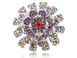 Fire Ruby Red Crystal Rhinestone Carnation Flower Fashion Custom Charm Rings
