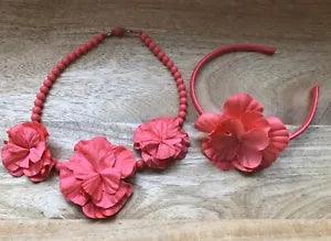 Gymboree headband and necklace Burst Of Spring flower Peony Pink