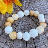 Bodhi Beaded Bracelet | White Flower Bodhi Bracelet | Bodhi Seed Bracelet | Mala Bodhi Jewelry | Enlightenment Bracelet | Healing Bracelet