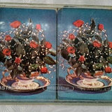 Vintage Two (2) Sets of Playing Cards Red Roses Bouquet in Teacup with Plastic Box