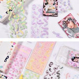 Holographic Kawaii Korean style sticker sheet| flower lily ribbon confetti sticker | waterproof | toploader | polco | journal planner deco