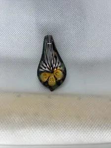 OOAK Beautiful Gold Cala Lilies White Green Accent Blown Glass Pendant (U820)